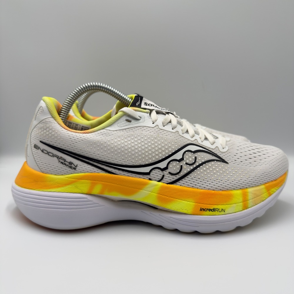 Saucony Endorphin Trainer Womens Size 8.5 Running Shoes S10996-130 White Yellow